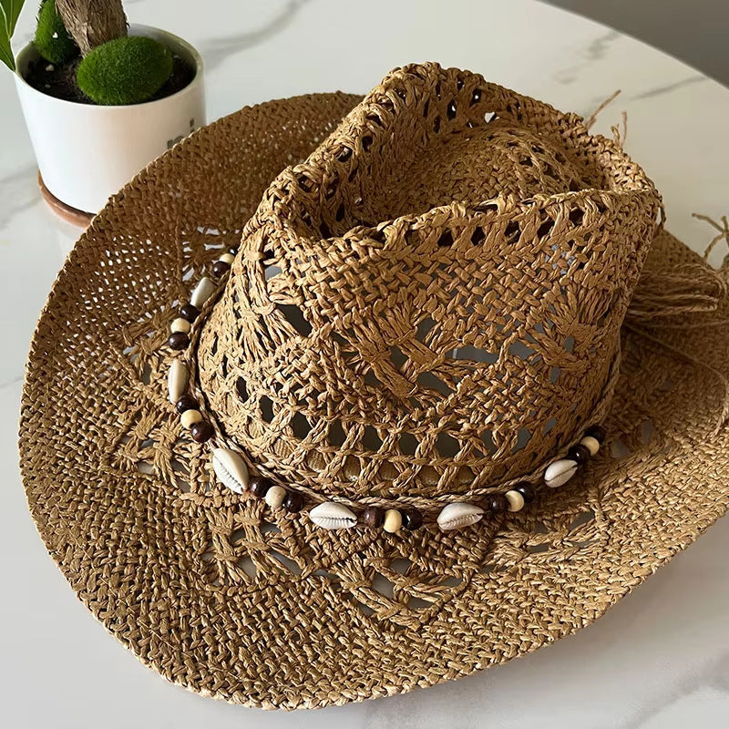 Bohemian Shell Straw Summer Beach Sun Hat