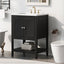 Meuble de salle de bain moderne noir de 24" avec évier en céramique élégant