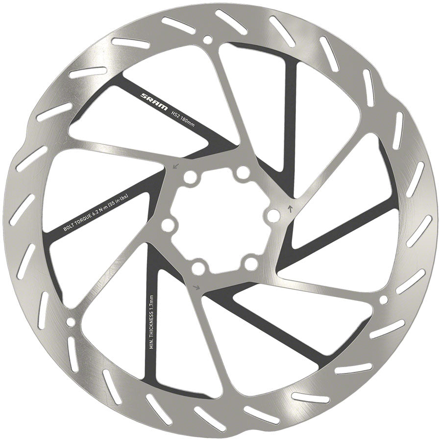 Rotor de freno de disco SRAM HS2 - 180mm 6-Bolt Plata/Negro