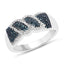 Bague en argent sterling avec diamants bleus et blancs de 0,67 carat