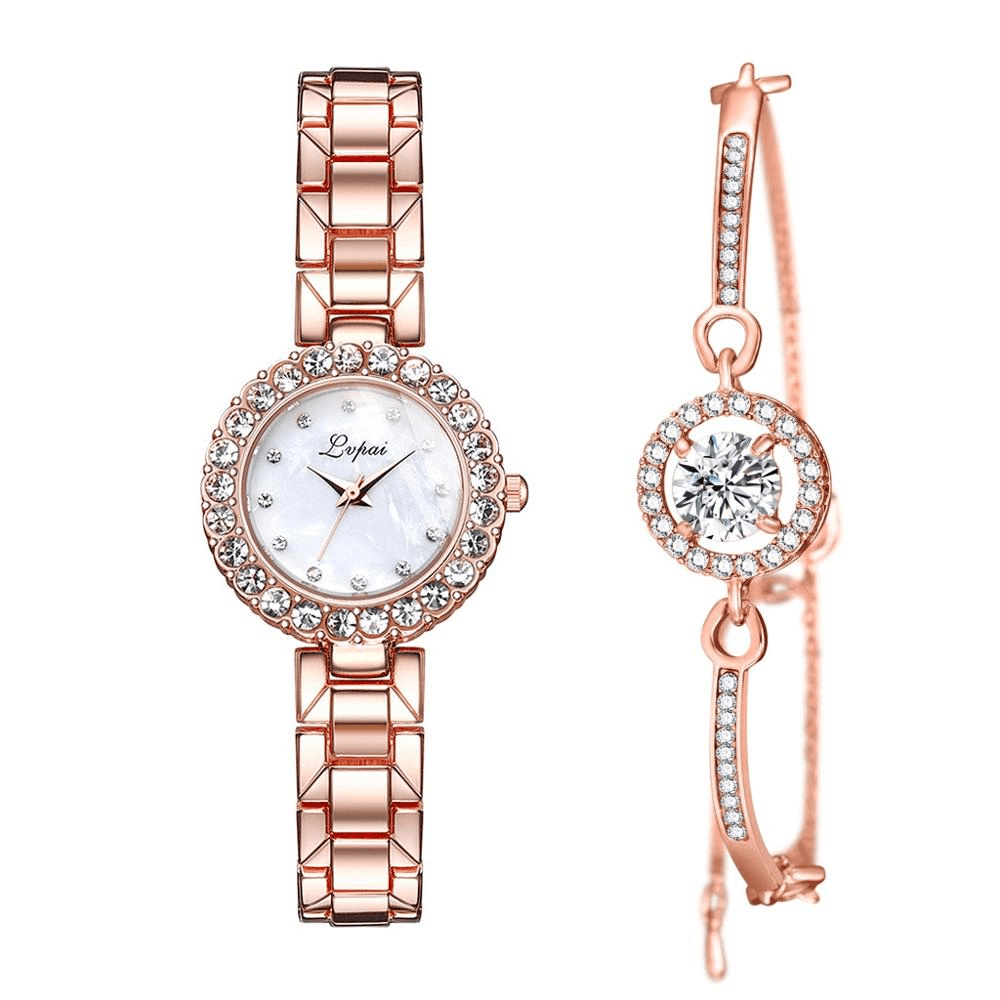 Ensemble de Montre Bracelet Élégant pour Femmes avec Design Géométrique