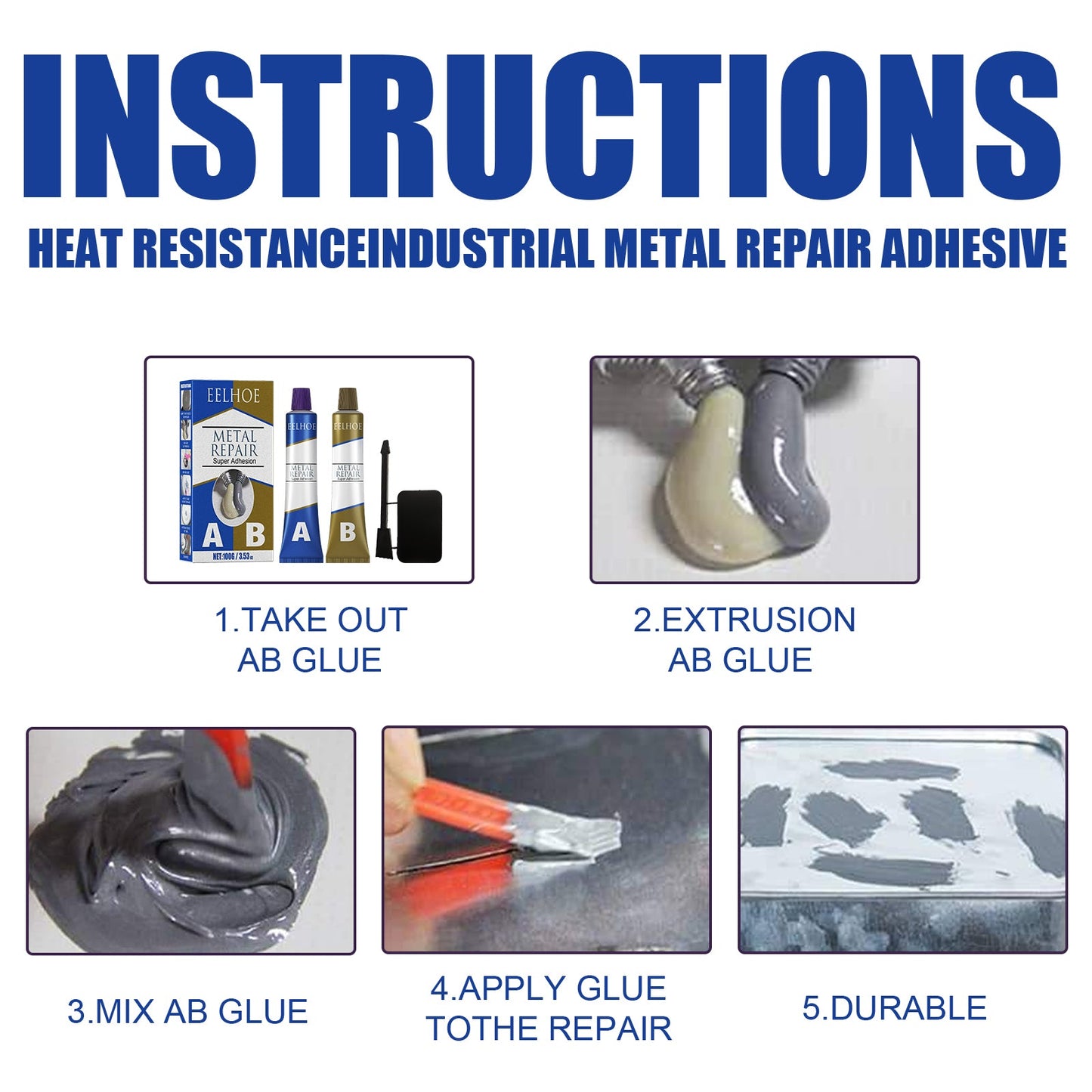 AbCasting Adhesive High Temperature Resistant Welding Adhesive For Metal Castings Crack Repair Agent Leak-Blocking Waterproof Electric Welding - Korvel