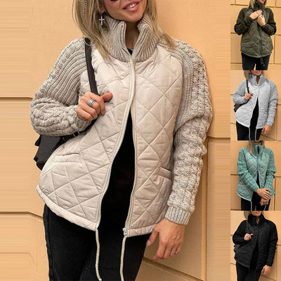 Winter Stand Collar Cotton Jacket with Pockets for Women