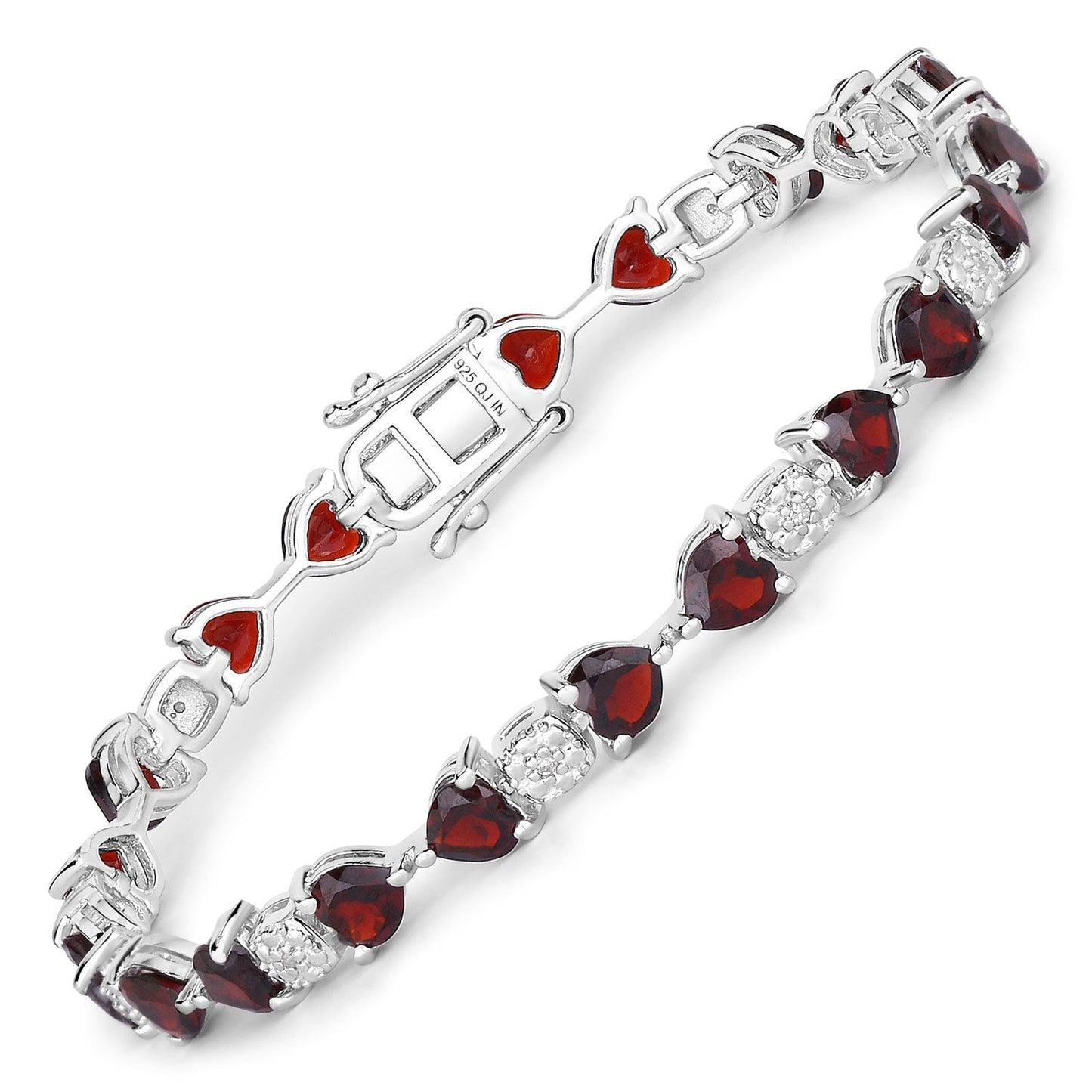 Bracelet en grenat véritable et diamants blancs de 11,10 carats