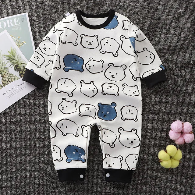 2024 Spring Autumn 0-2 Years Old Baby Romper Baby Jumpsuit Boys Girls Long-sleeved Trousers Newborn Romper Climbing Clothes - Korvel