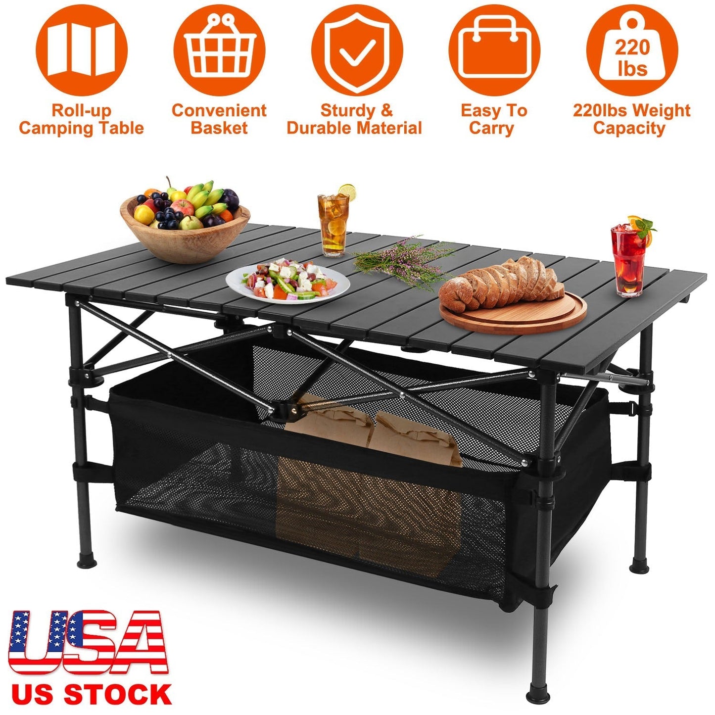 Mesa de Camping Plegable GBruno - Mesa Portátil para Exterior