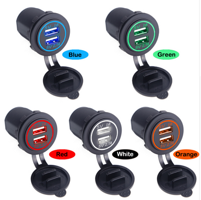Universal Car Charger USB Vehicle DC12V-32V Waterproof Dual USB Charger 2 Port Power Socket 5V 2.1A/1A car-charger - Korvel