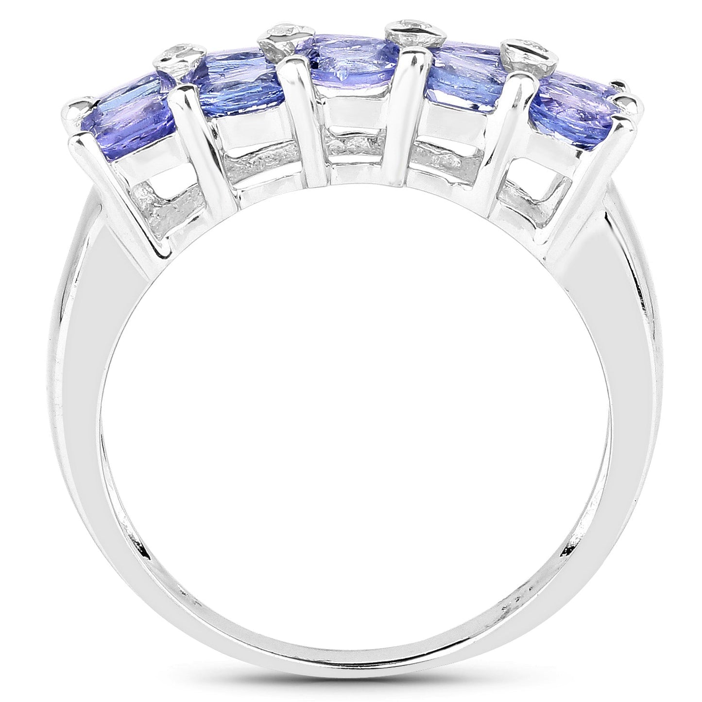 1.76 Carat Genuine Tanzanite and White Sapphire Ring in Sterling Silver