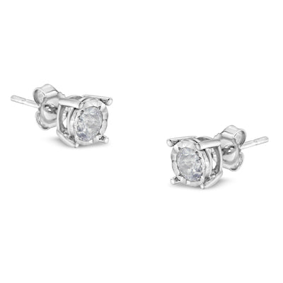 Pendientes de Stud de Diamante Miracle-Set en Plata de Ley .925 1/2 Cttw