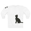 Minimalist Cat Silhouette Crewneck - Dual Black Cats with Paw-Print Sleeve