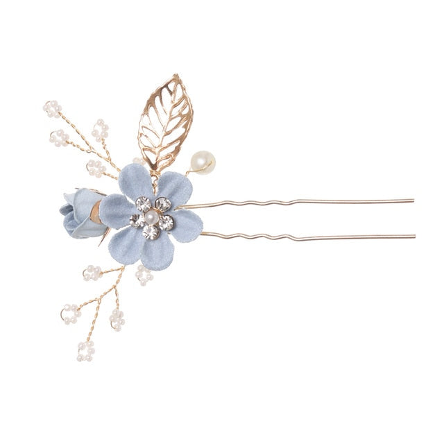 Peignes à cheveux en fleurs bleues de luxe pour les mariages et les occasions spéciales