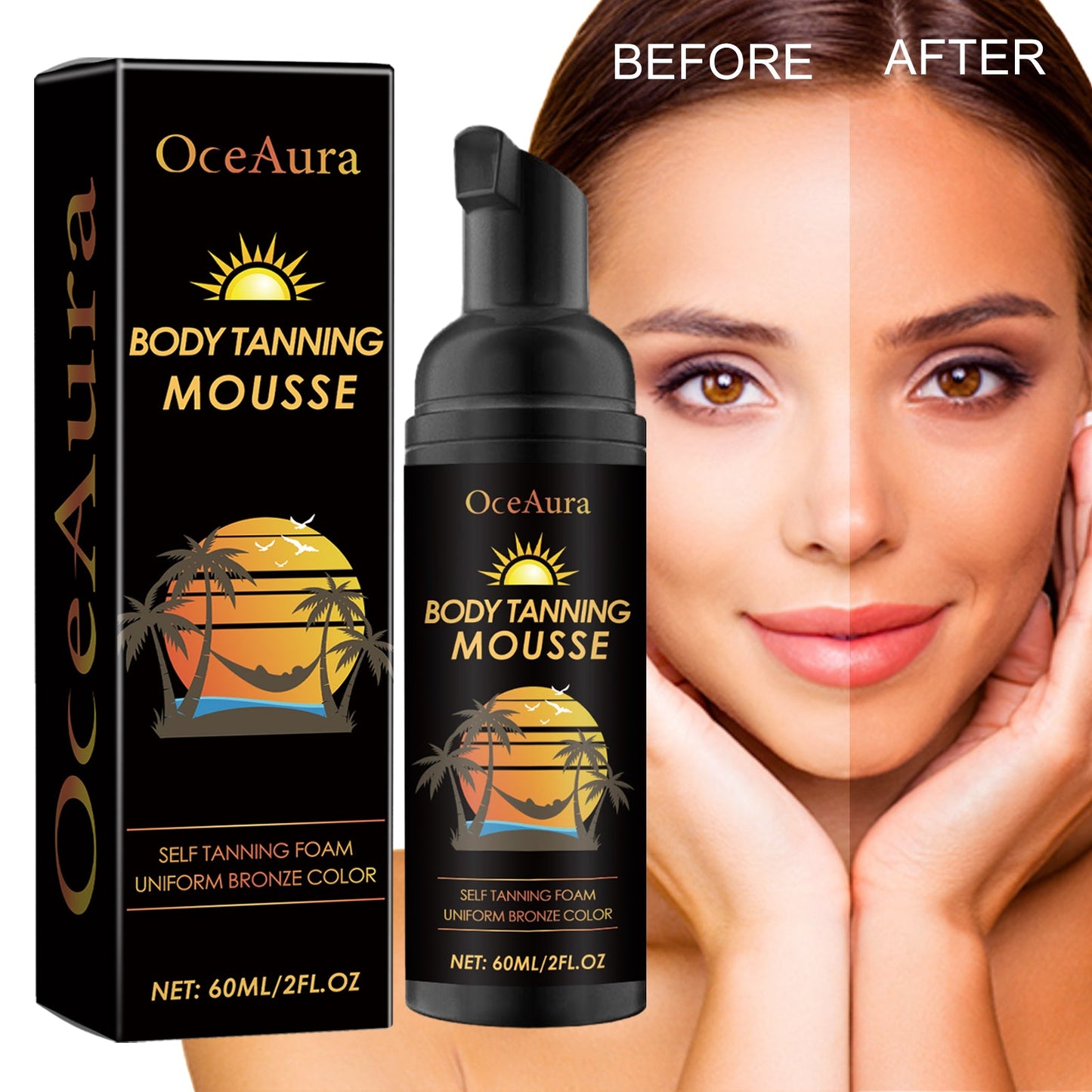 Tanning Mousse, Summer Outdoor Seaside Help Sun Moisturizing Skin Natural Fashion Wheat Color - Korvel
