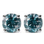 Pendientes de Stud Solitario de Diamante Azul Creado en Laboratorio en Oro Blanco de 14K