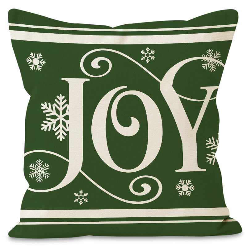 Green Christmas Pillow Cover Linen Printed Pillow Cover Holiday Living Room Bedroom Decoration Cushion Cover - Korvel