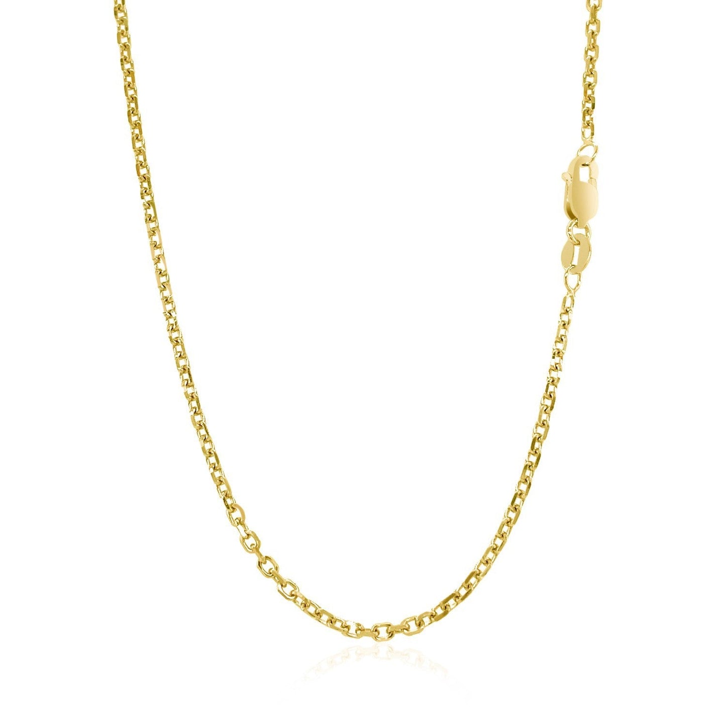 Cadena de eslabones de cable cortada con diamante de oro amarillo de 14k 1.8mm