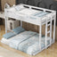Twin over Full Bunk Bed with Built-in Ladder,White - Korvel