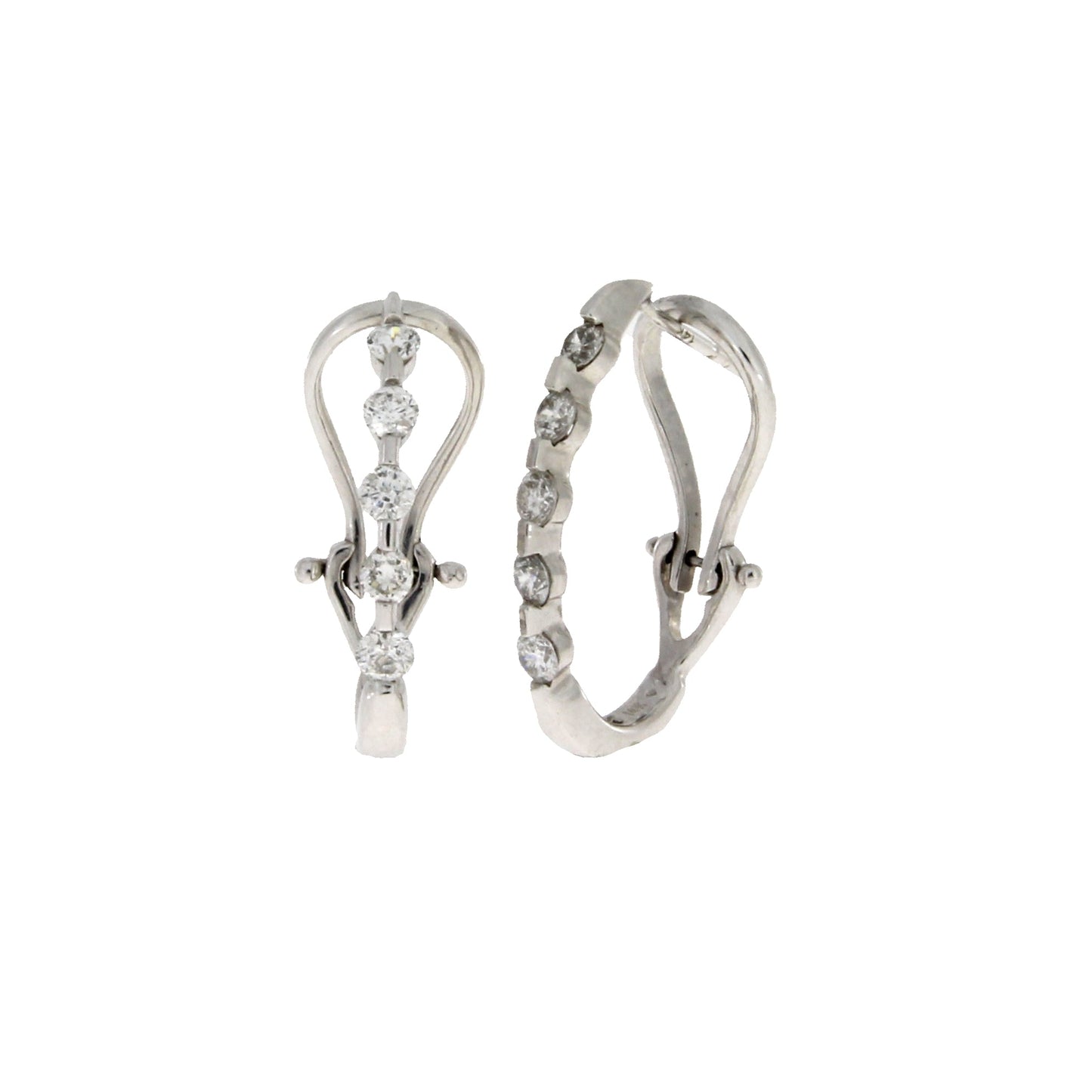 Pendientes de aro de diamante genuinos de 1.00ct en oro blanco de 14KT