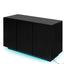 LED Carved Line 3 Door Storage Cabinet,Sideboard Buffet Cabinet With Adjustable Shelf,Large Storage Accent Cabinet - Korvel