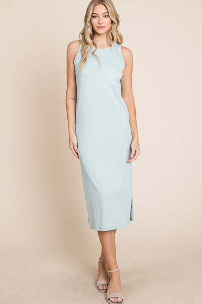 Ribbed Knit Sleeveless Midi Dress for Women