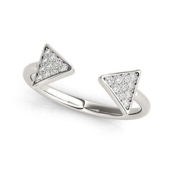 14k White Gold Diamond Arrowhead Open Ring