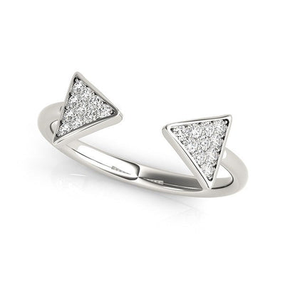14k White Gold Diamond Arrowhead Open Ring