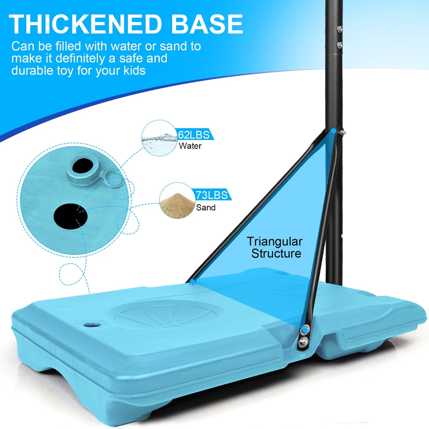 Portable Basketball Goal System with Stable Base and Wheels use for Indoor Outdoor teenagers youth height adjustable - Korvel
