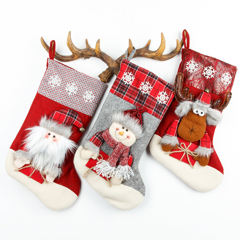 Christmas Socks Gift Bag Large 3D Christmas Socks Candy Bag Christmas Day Decoration Scene Decoration Gift Bag - Korvel