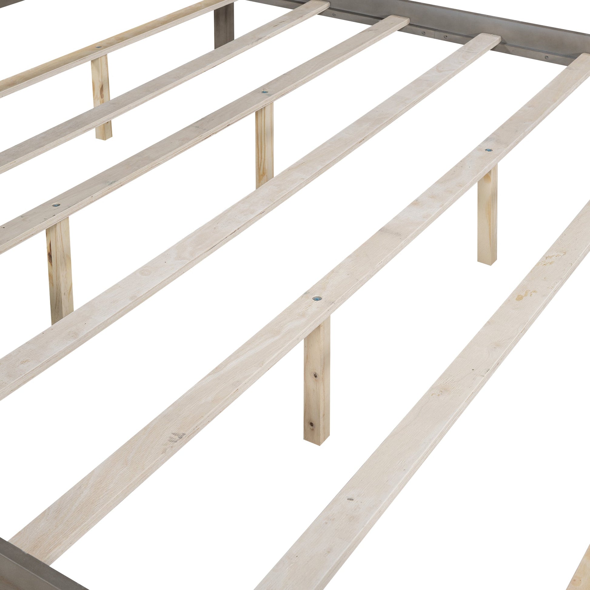 King Size Canopy Platform Bed with Headboard and Support Legs, Brown Wash - Korvel