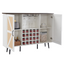 White Faux Rattan Barn Door Wine Cabinet with Wine Rack and Wine Glass Rack, Double Door Design with Removable Shelves - Korvel