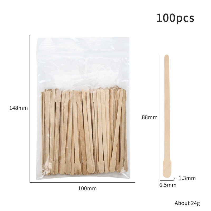 100-Piece Bag of Disposable Wooden Sticks for Hair Removal Waxing and Scraping Tools - Korvel