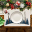 Reindeer Print Christmas Placemats - Insulated Linen Coasters