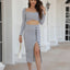 Chic Knitted Dress Set - Long Sleeve Top & Bodycon Skirt
