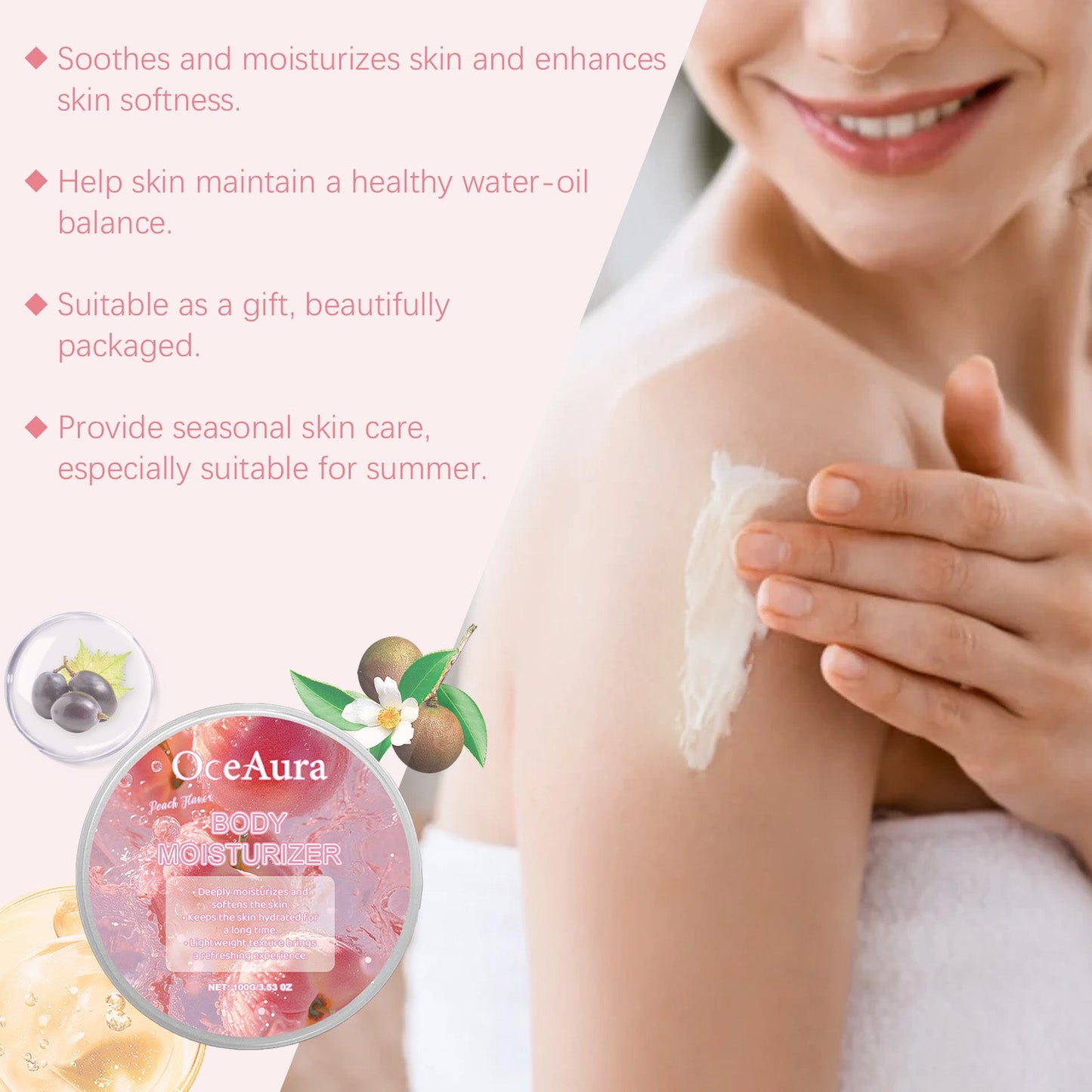 Peach Moisturizing Moisturizer Body Moisturizing Treatment Hydrating Refreshing Firming Body Cream - Korvel