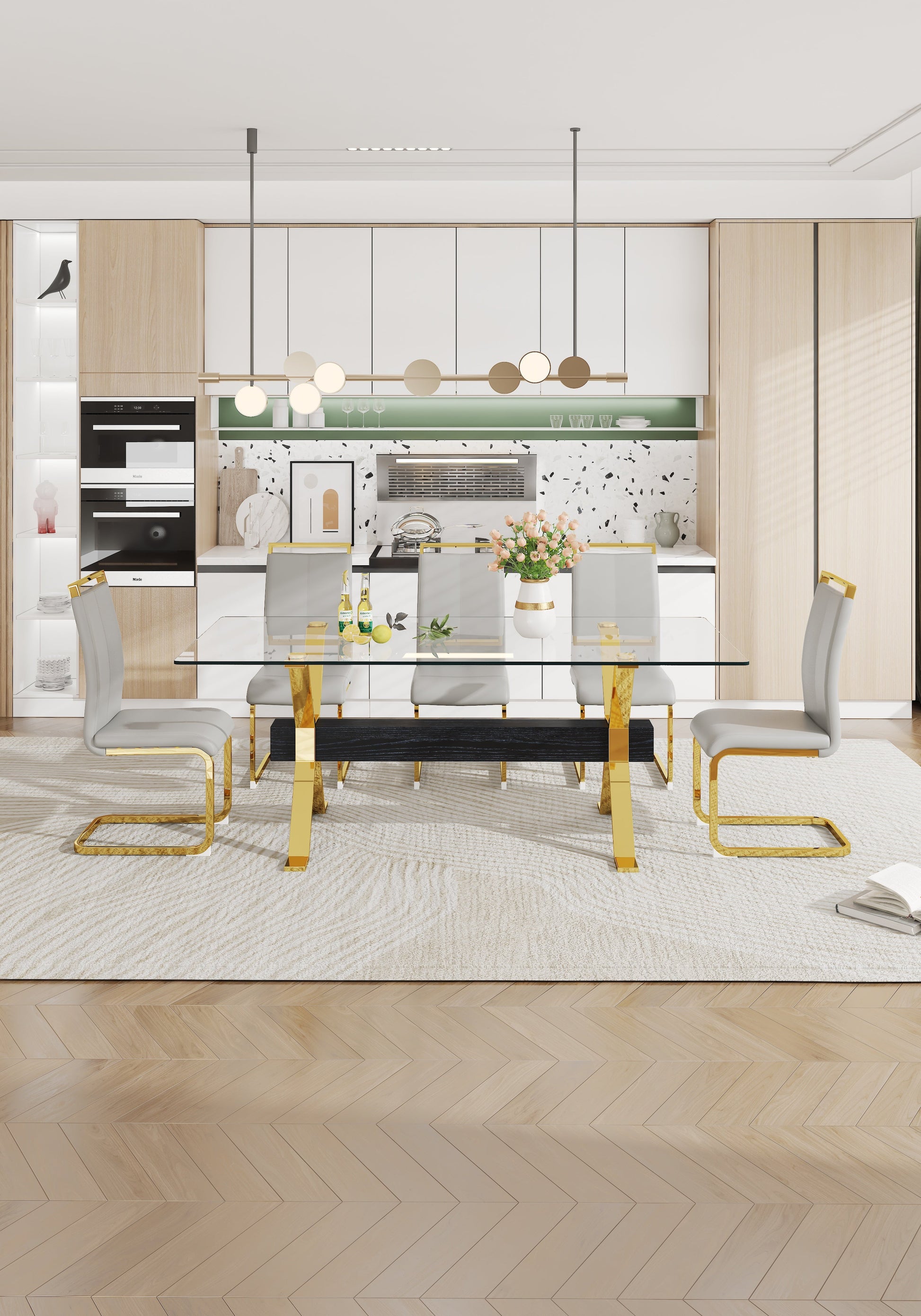 Dining table Modern tempered glass dining table Large modern office desk - Korvel