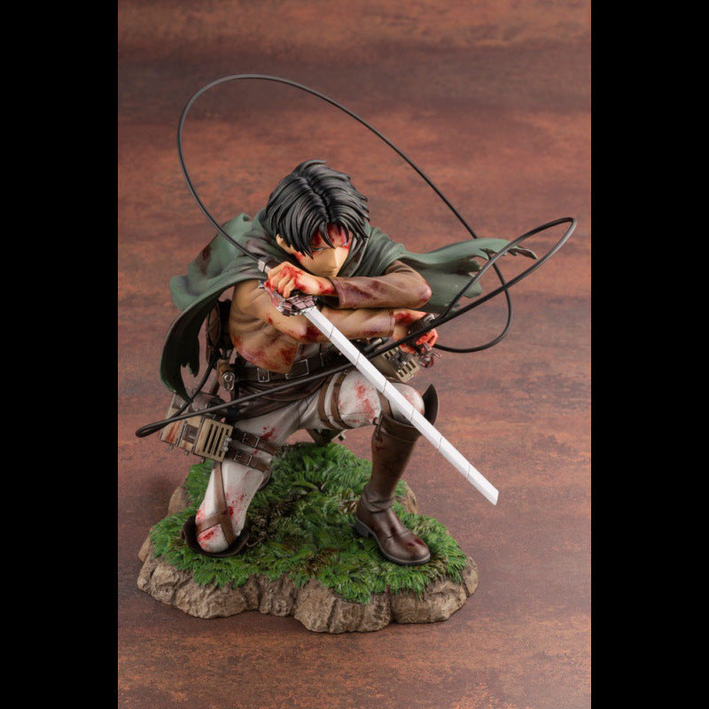 Attack on the giant army commander Liweier's figurine battle damage kneeling posture blood battle figurine anime model - Korvel