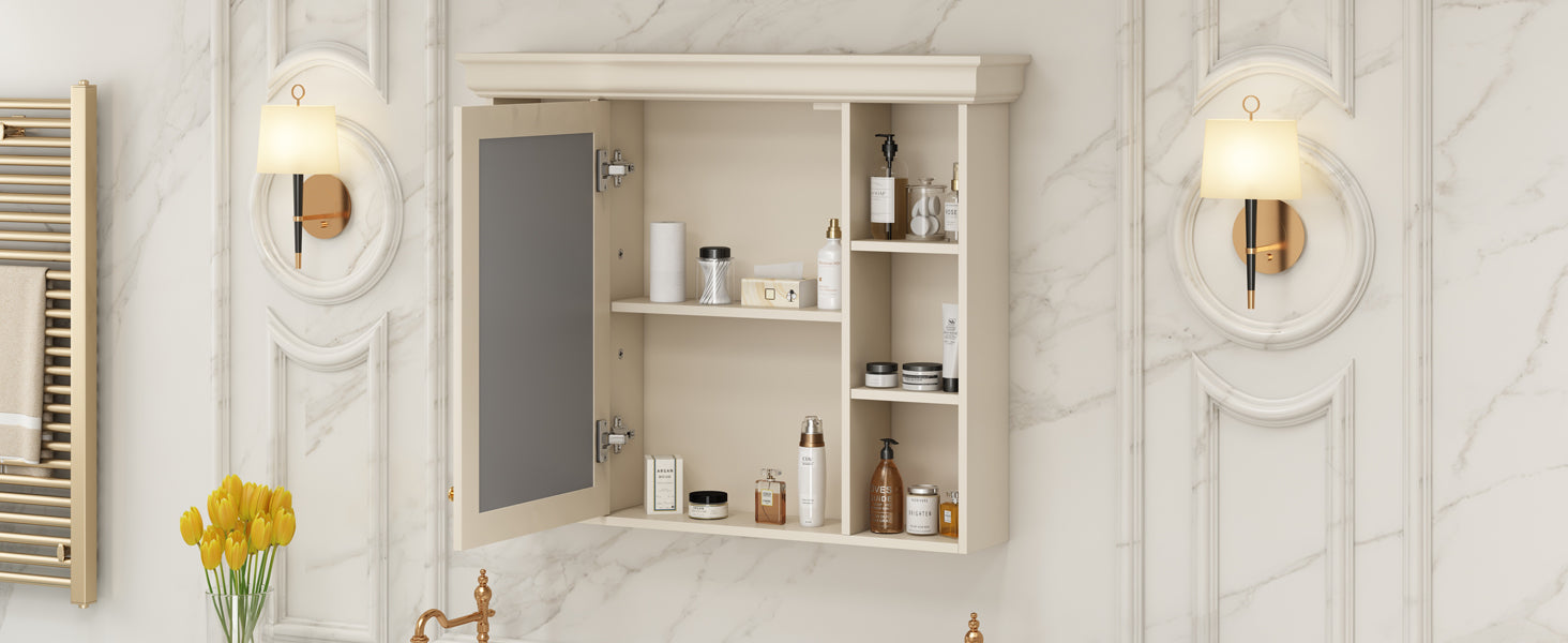 35'' x 28'' Blue Wall Mounted Bathroom Storage Cabinet with Mirror Door, Modern Bathroom Wall Cabinet with Mirror - Korvel