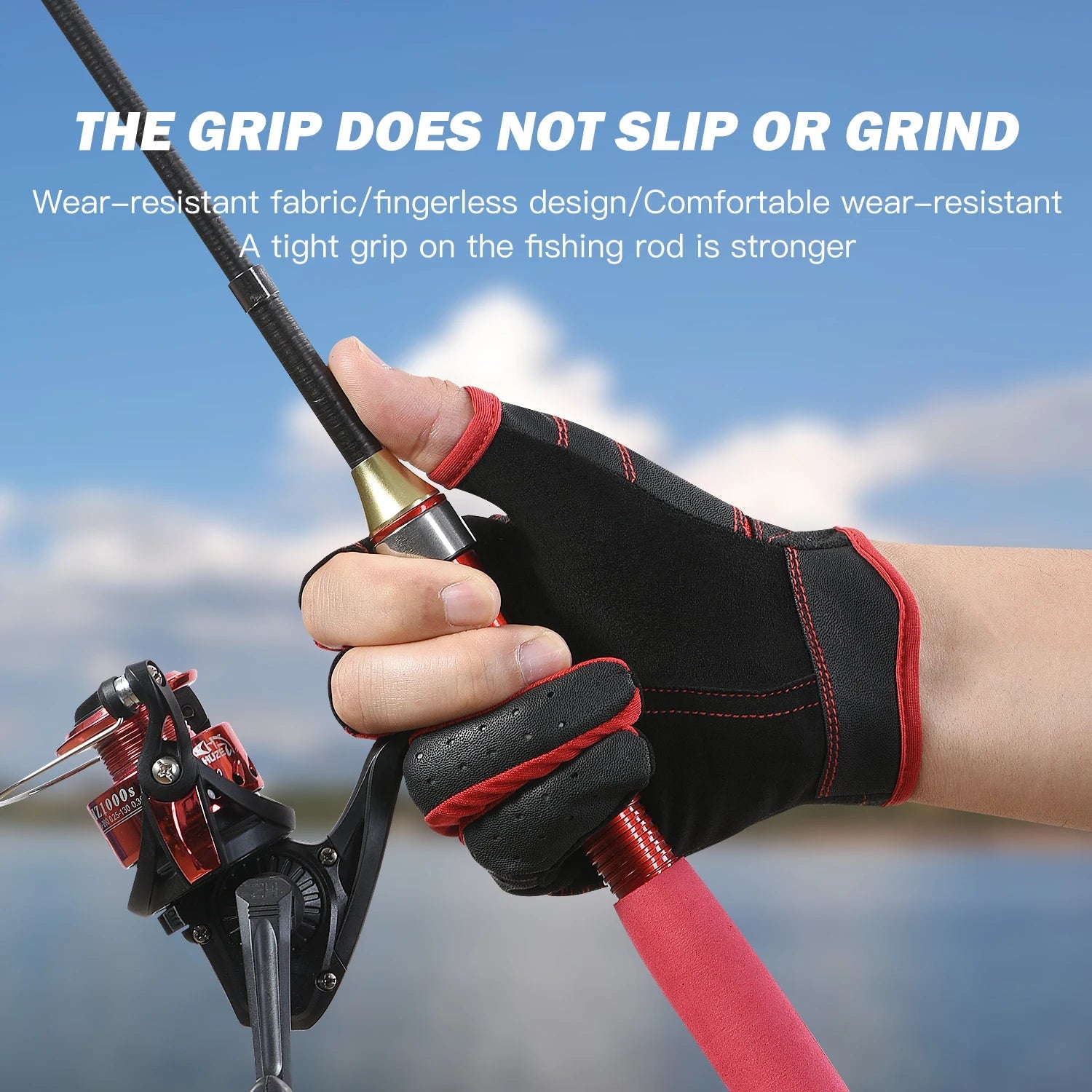Outdoor sports autumn and winter anti slip breathable dew three finger wear-resistant and anti cutting lure fishing gloves - Korvel