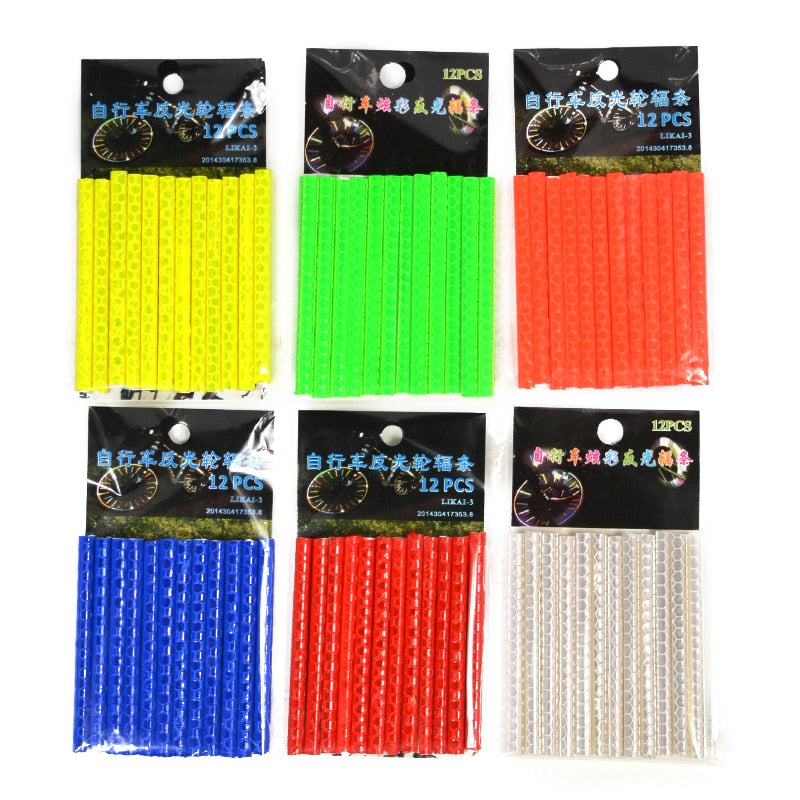 12Pcs Reflective Bicycle Spoke Clips for Safety