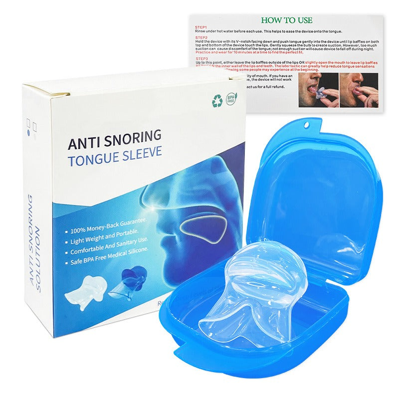 Anti snoring tongue sleeve device, anti snoring device, tongue silicone anti snoring respirator, sleep apparatus - Korvel