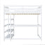 Full Size Loft Bed with Storage Shelves and Under-bed Desk  White - Korvel