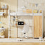 Lit mezzanine taille twin avec bureau en L et armoire - Blanc