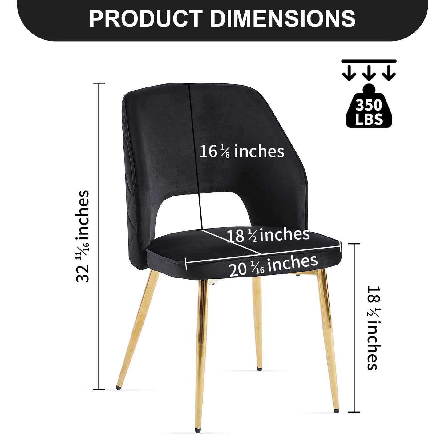 Ensemble de 4 chaises de salle à manger en velours noir élégant