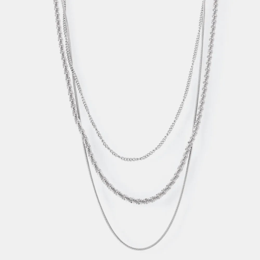 Fashionable Cuban titanium steel necklace hip-hop style multi-layer layered women's collarbone chain - Korvel