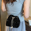 Sequin Chain Drawstring Bucket Bag - Korvel