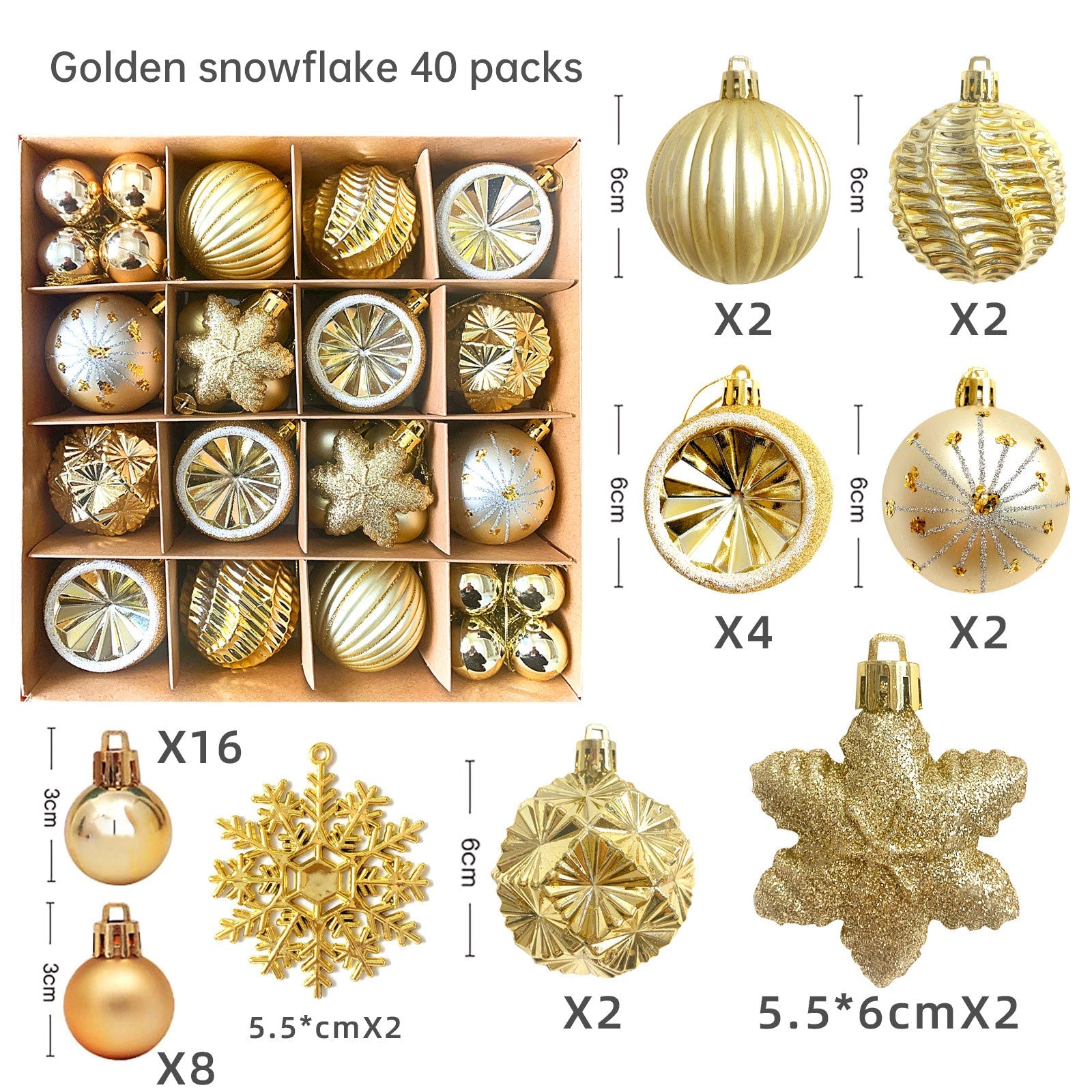 Christmas decoration 6cm electroplated ball plastic ball special-shaped painted Christmas ball gift Christmas tree pendant - Korvel