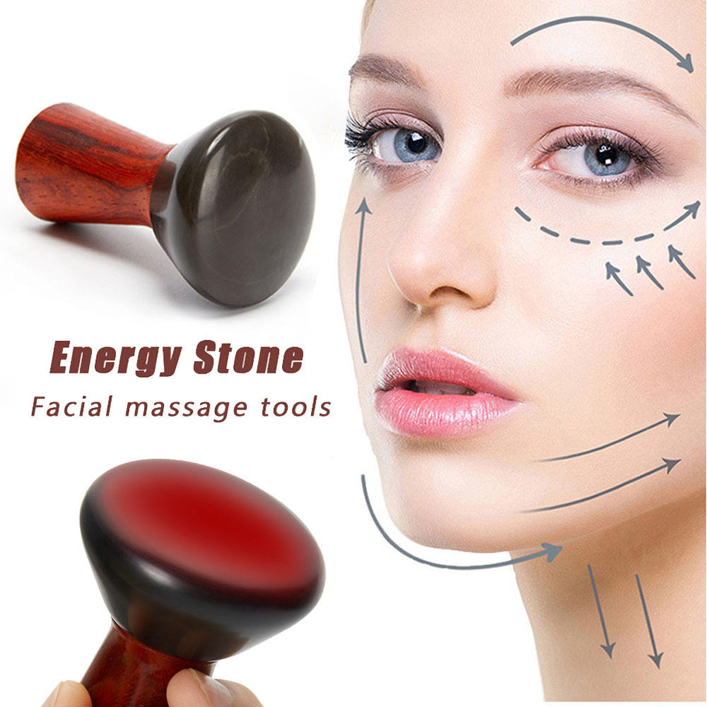 Hot Compress Bian Stone Facial Gua Sha V Face Massager Guasha Stone Wrinkle Remover Face Stone Massager - Korvel