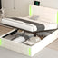 Full Size Upholstered Bed with LED Lights,Hydraulic Storage System and USB Charging Station,White - Korvel