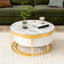 Mesa de café moderna redonda apilable con cajones en blanco