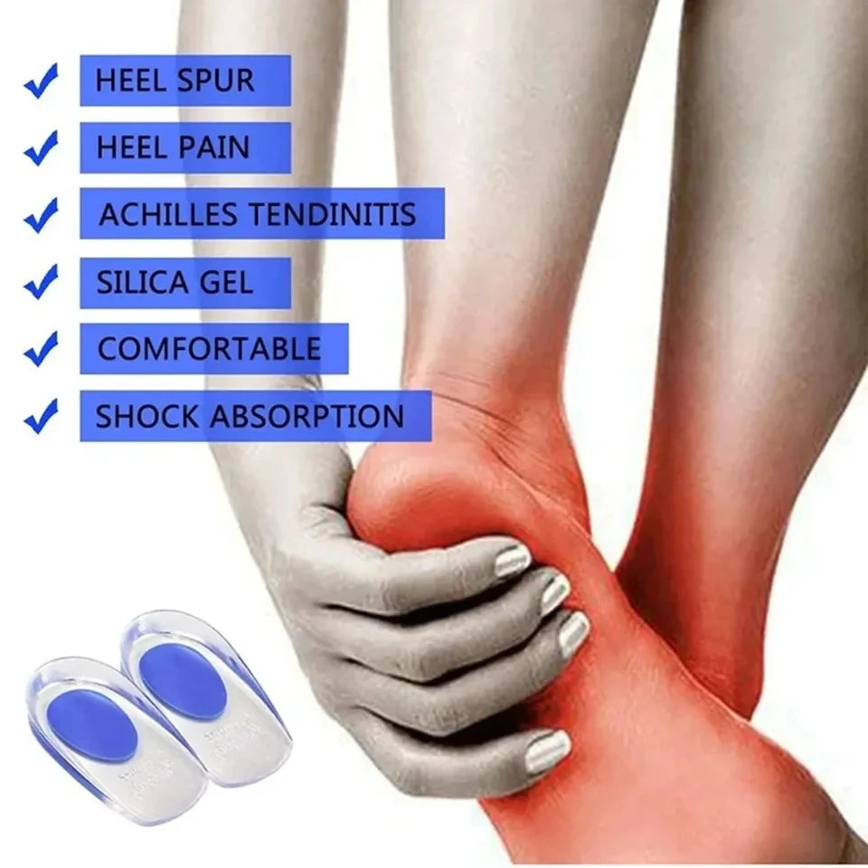 1pair Soft Silicone Gel Lnsoles Men Women TransparentRelieve Foot Pain Heel Lnsoles Foot Massager CareShoe Pad Foot Care Tool - Korvel
