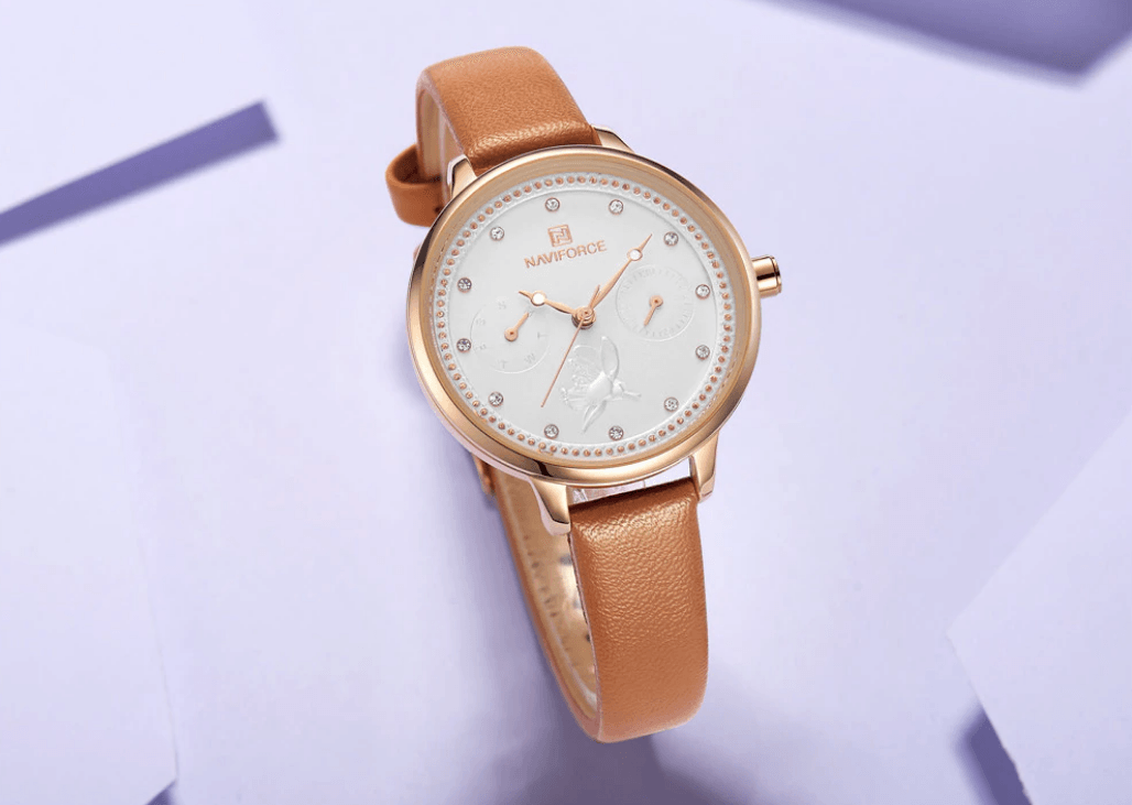 Montre de Luxe Élégante pour Femme avec Double Zircon et Chronomètre